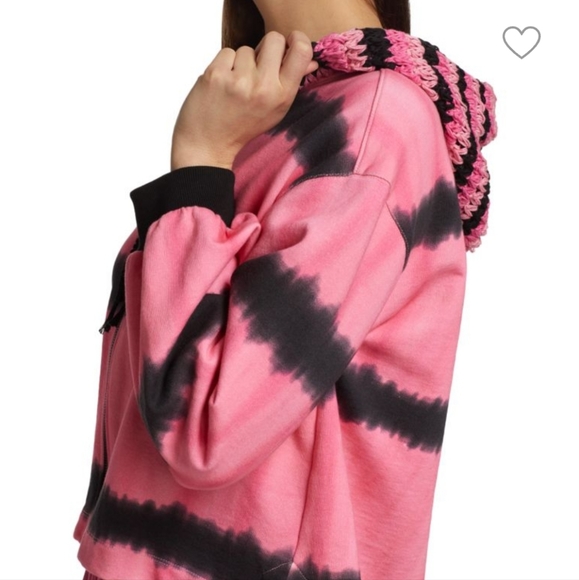 Alice + Olivia Crochet Tie-dye Hoodie sz  XL - Picture 5 of 13